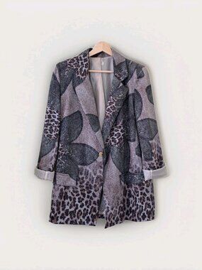 Zetta Otto Studio Blazer Womens M Metallic Shimmer Maximalist Lined Boho Floral